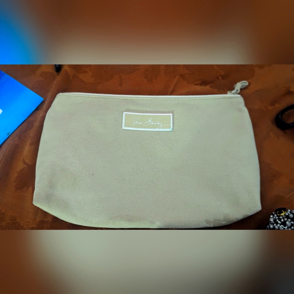 Vera Bradley Dockside Cosmetic Makeup Clutch Sand Tan